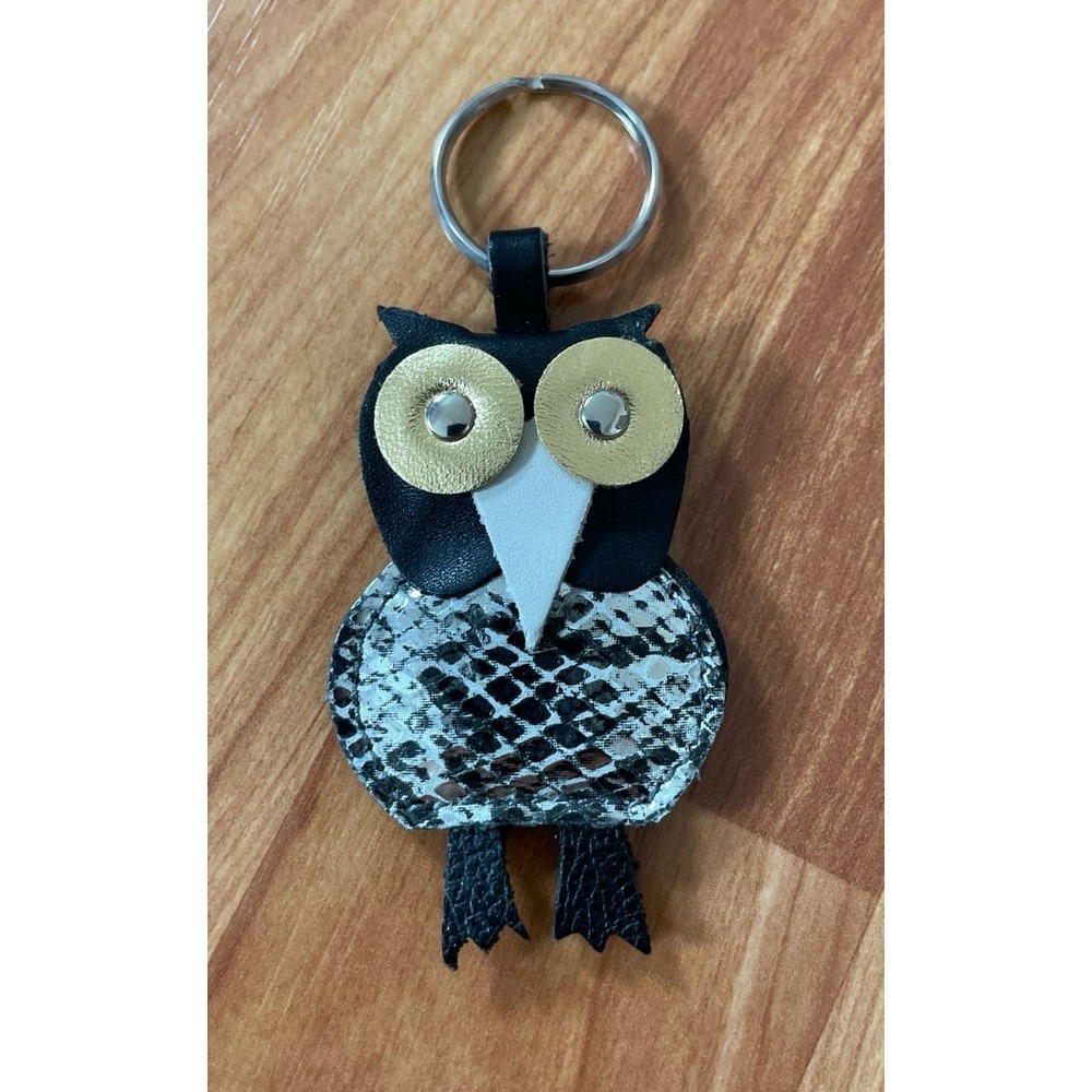 Genuine Leather Owl Keychain